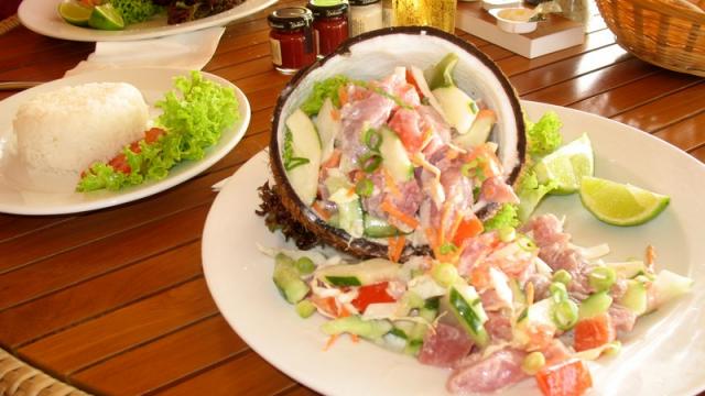 Raw fish with coconut milk