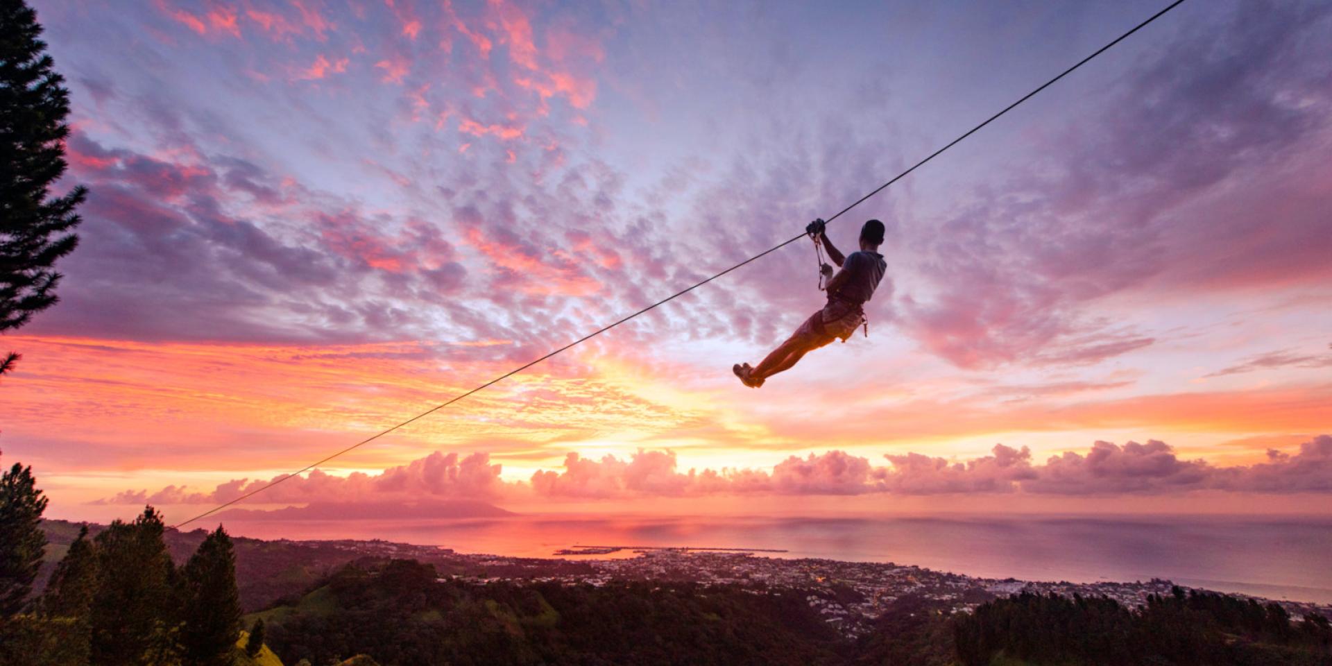Zip line at the Belvédère in Pirae, Tahiti