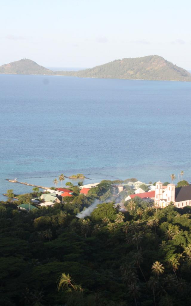 View Over Saint Michel Cathedral and Mangareva Lagoon - Tahiti Tourisme © A. Sigaudo Fourny Alesimedia