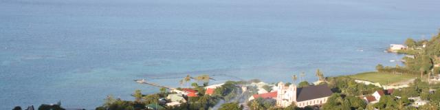 View Over Saint Michel Cathedral and Mangareva Lagoon - Tahiti Tourisme © A. Sigaudo Fourny Alesimedia