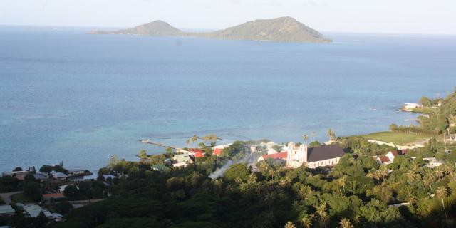 View Over Saint Michel Cathedral and Mangareva Lagoon - Tahiti Tourisme © A. Sigaudo Fourny Alesimedia