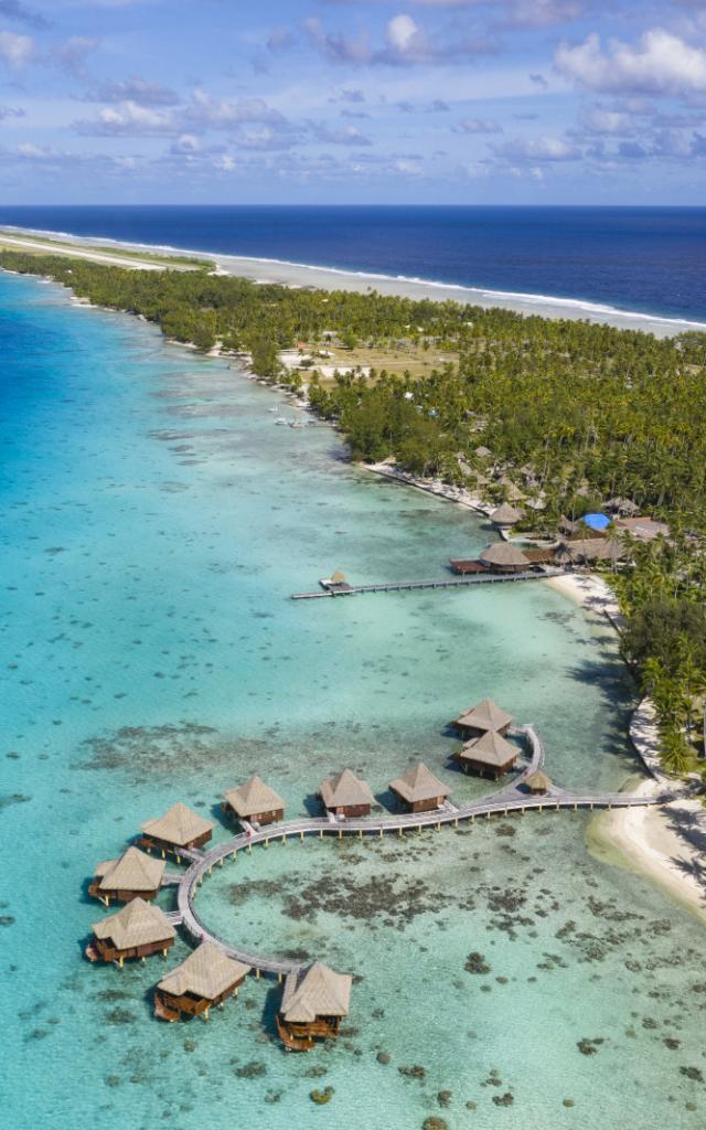 Aerial View of Kia Ora Hotel Rangiroa - Tahiti Tourisme © Holger Leue