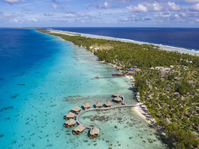 Aerial View of Kia Ora Hotel Rangiroa - Tahiti Tourisme © Holger Leue