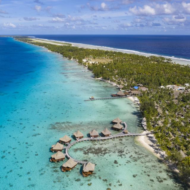 Aerial View of Kia Ora Hotel Rangiroa - Tahiti Tourisme © Holger Leue