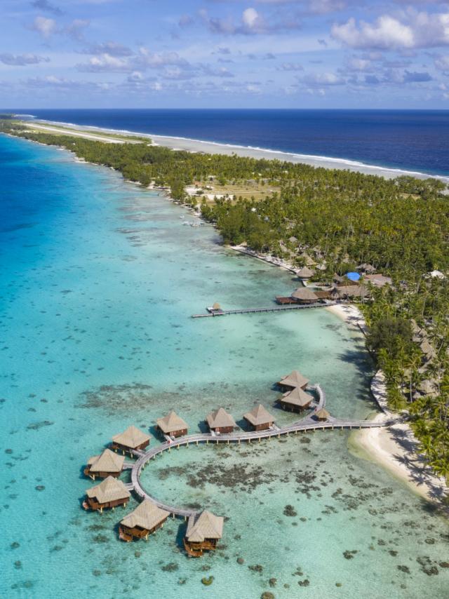 Aerial View of Kia Ora Hotel Rangiroa - Tahiti Tourisme © Holger Leue