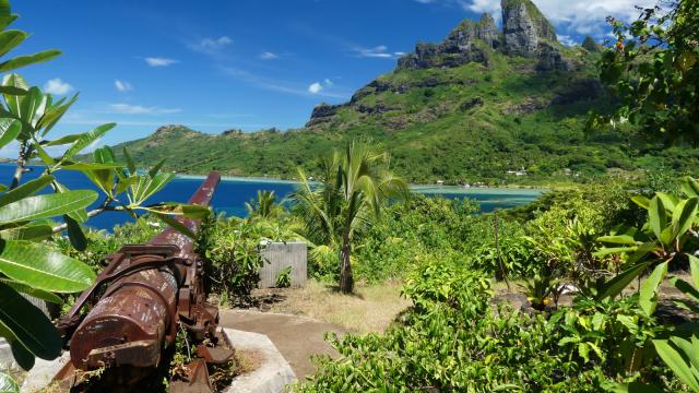 View Over Mount Otemanu From WW2 Cannon in Bora Bora