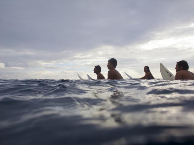 Surfing in Moorea